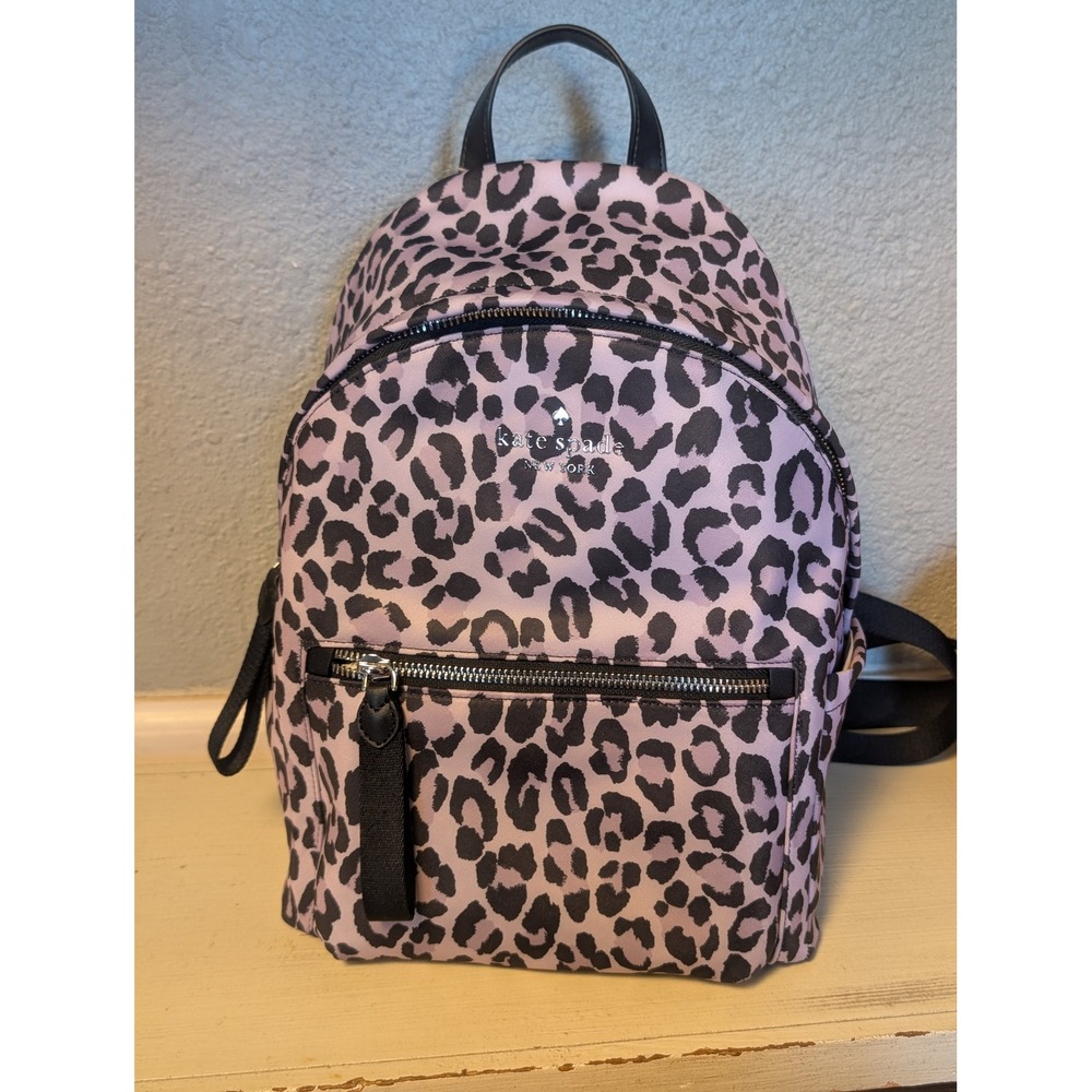 Kate Spade Chelsea Medium Backpack Violet Mist Leopard Print NWT